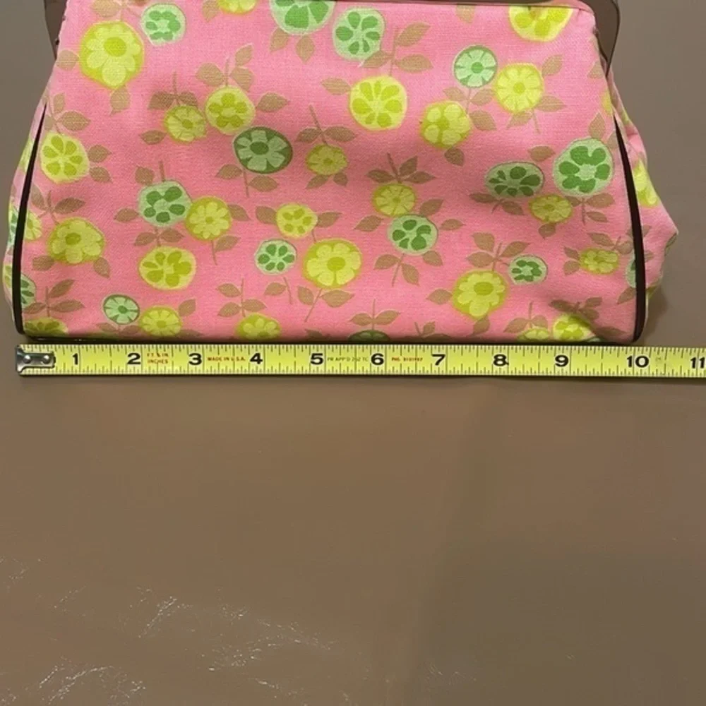 Glenda Gies Handbag lemon lime pink floral snap clutch purse